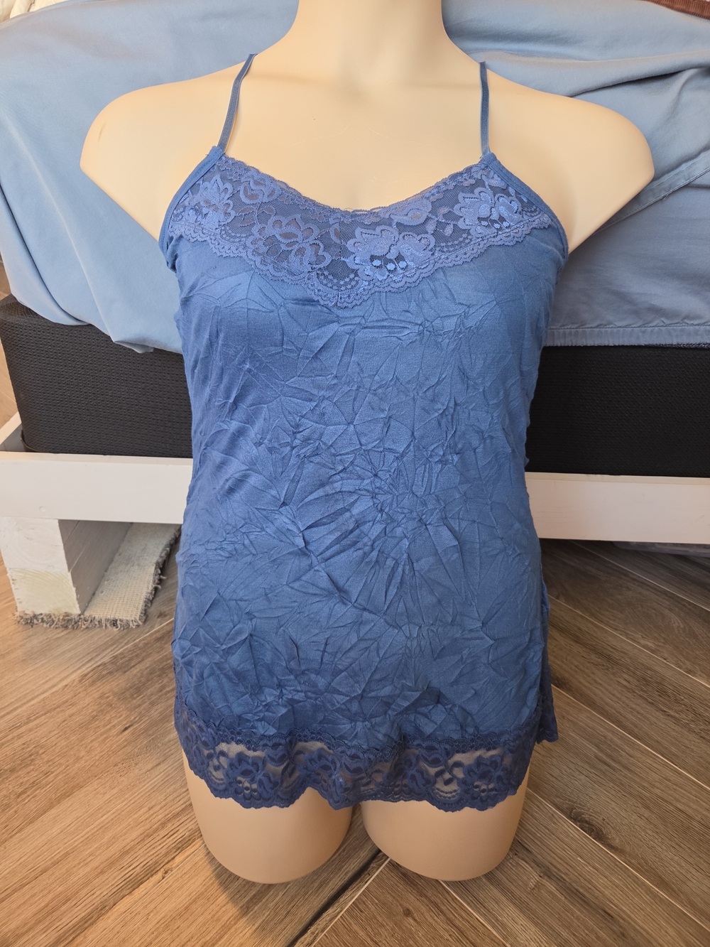 NEW Maurices Teal Blue Lace Trim Tank Top Size Medium